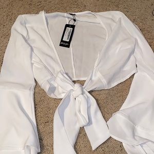 NASTY GAL TIE LONG SLEEVE SHIRT